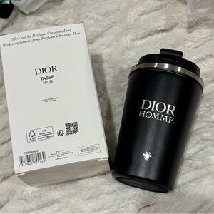 Dior Homme Coffee Cup Mug With Lid Stainless Steel Tharmal travel Tumbler NIB